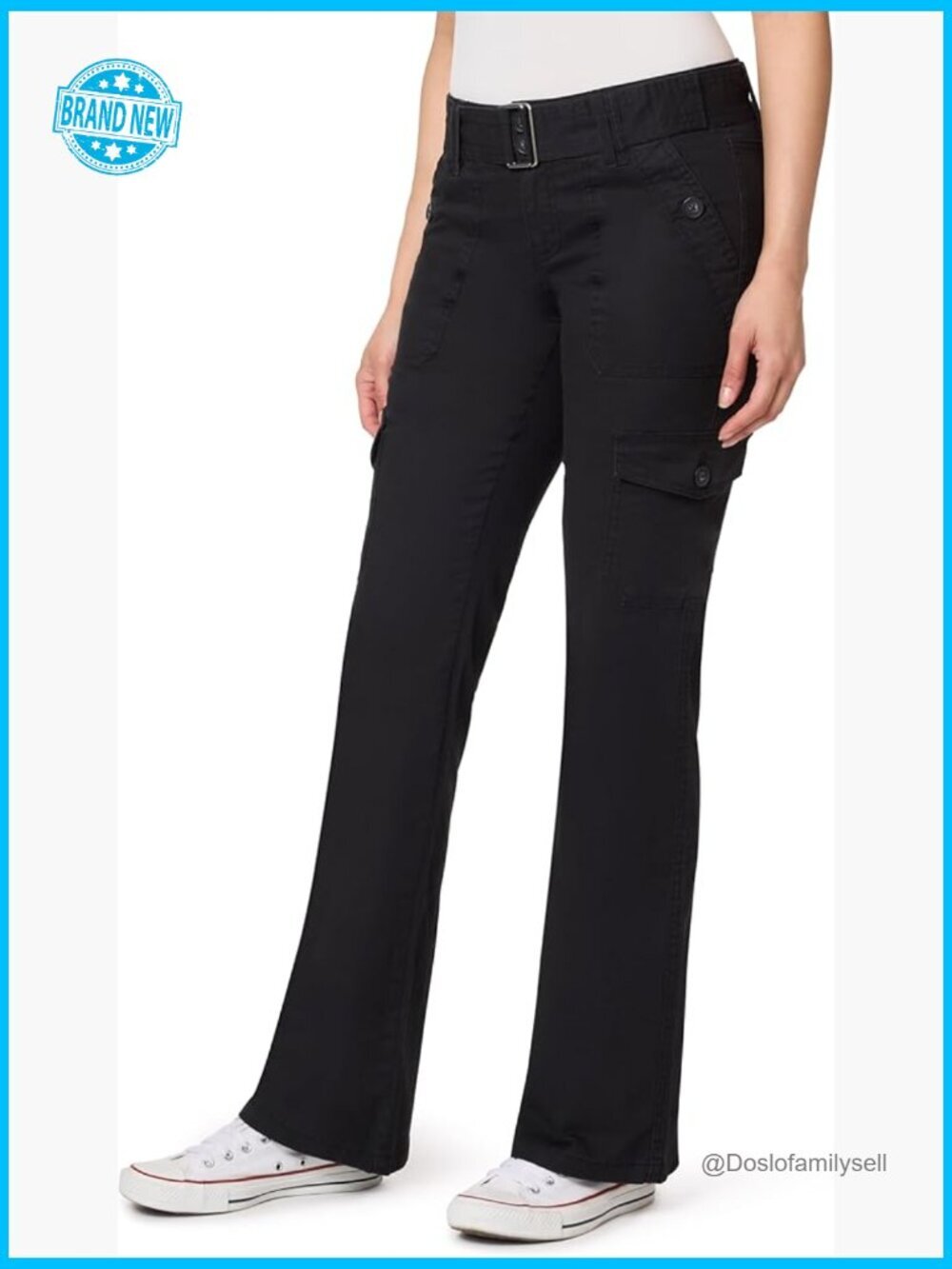 Low Rise Cargo Flare Jeans Y2K Belted Insta Stretch Curvy Fit Juniors Plus